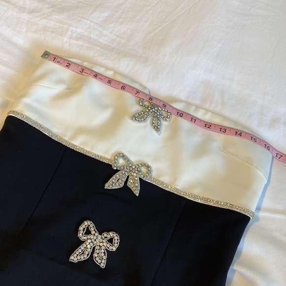 Self-Portrait Black And White Crepe Bow Mini Dress - Picture 12 of 14